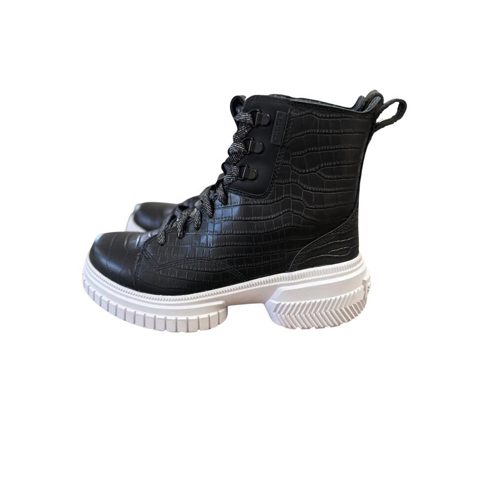 Sorel Ona Ave Lace Lux Waterproof Croc-Embossed Black Boots – Sz 8.5M - Picture 5 of 8